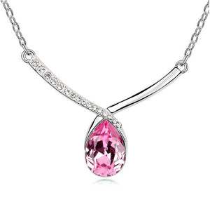 Crystal Feather Pendant Necklace Fashion Jewelry Charm Women